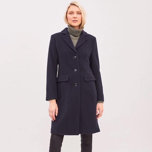 Talbots • Reese Wool Single Breasted Coat in Navy Blue - Picture 1 of 7